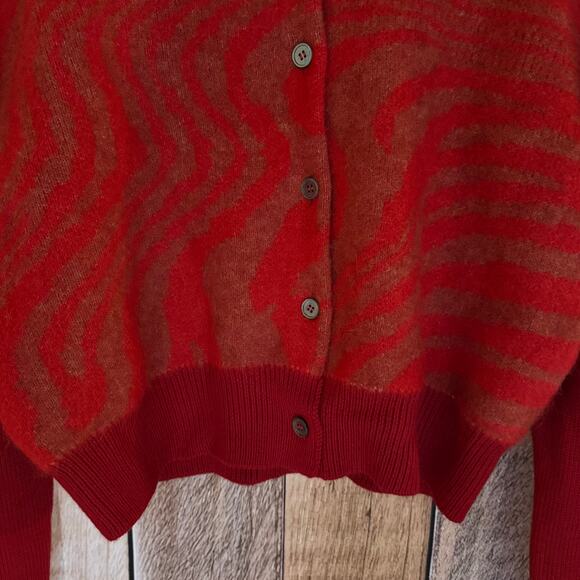 Roucha Cardigan Sweater Sun Swirl Crop Knit Artsy Arttowear Winter Fall Size D - Picture 4 of 11